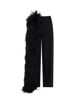 FEATHER TRIM TAILORED TROUSERS