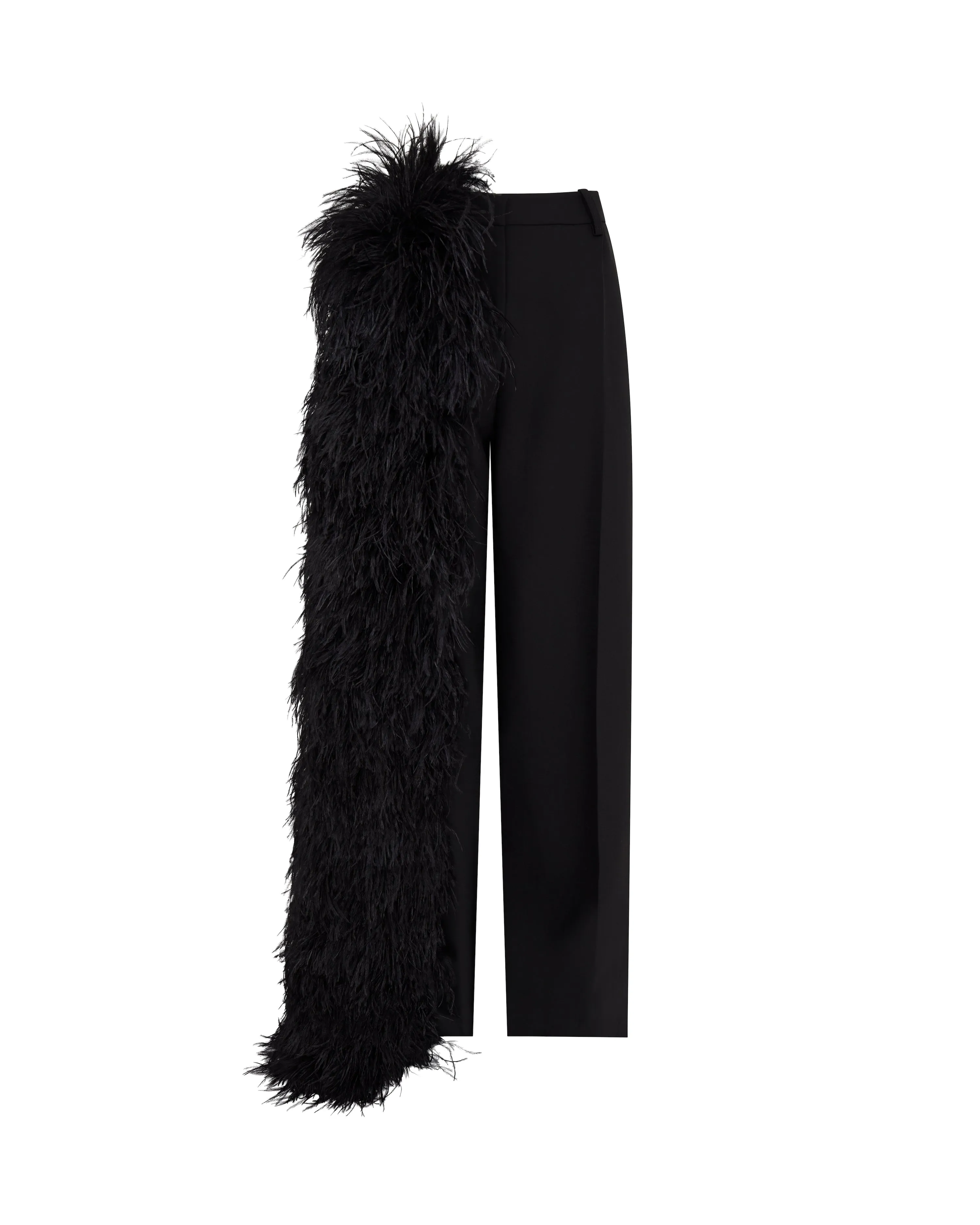 FEATHER TRIM TAILORED TROUSERS