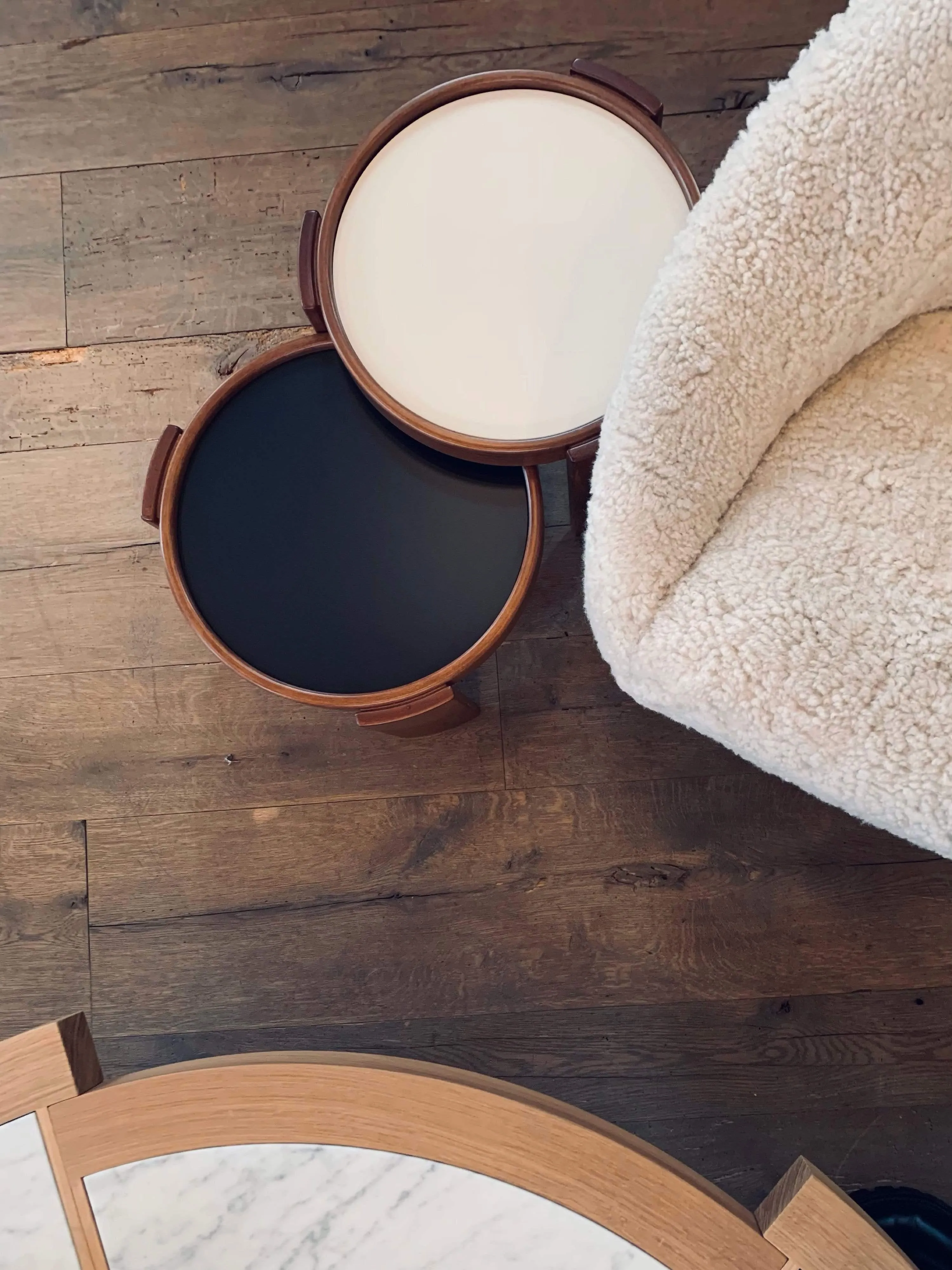 Gianfranco Frattini Nest of Four Low Tables in Beechwood Stained Walnut by Cassina