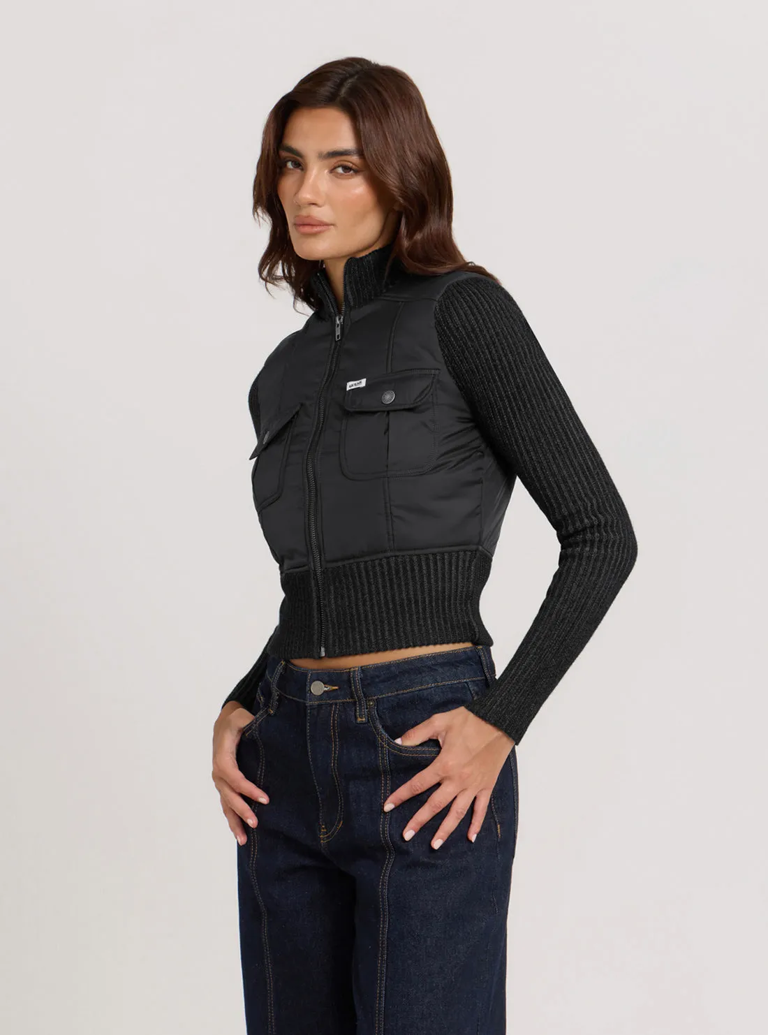 Guess Originals Black Nylon Zip-Up Jacket
