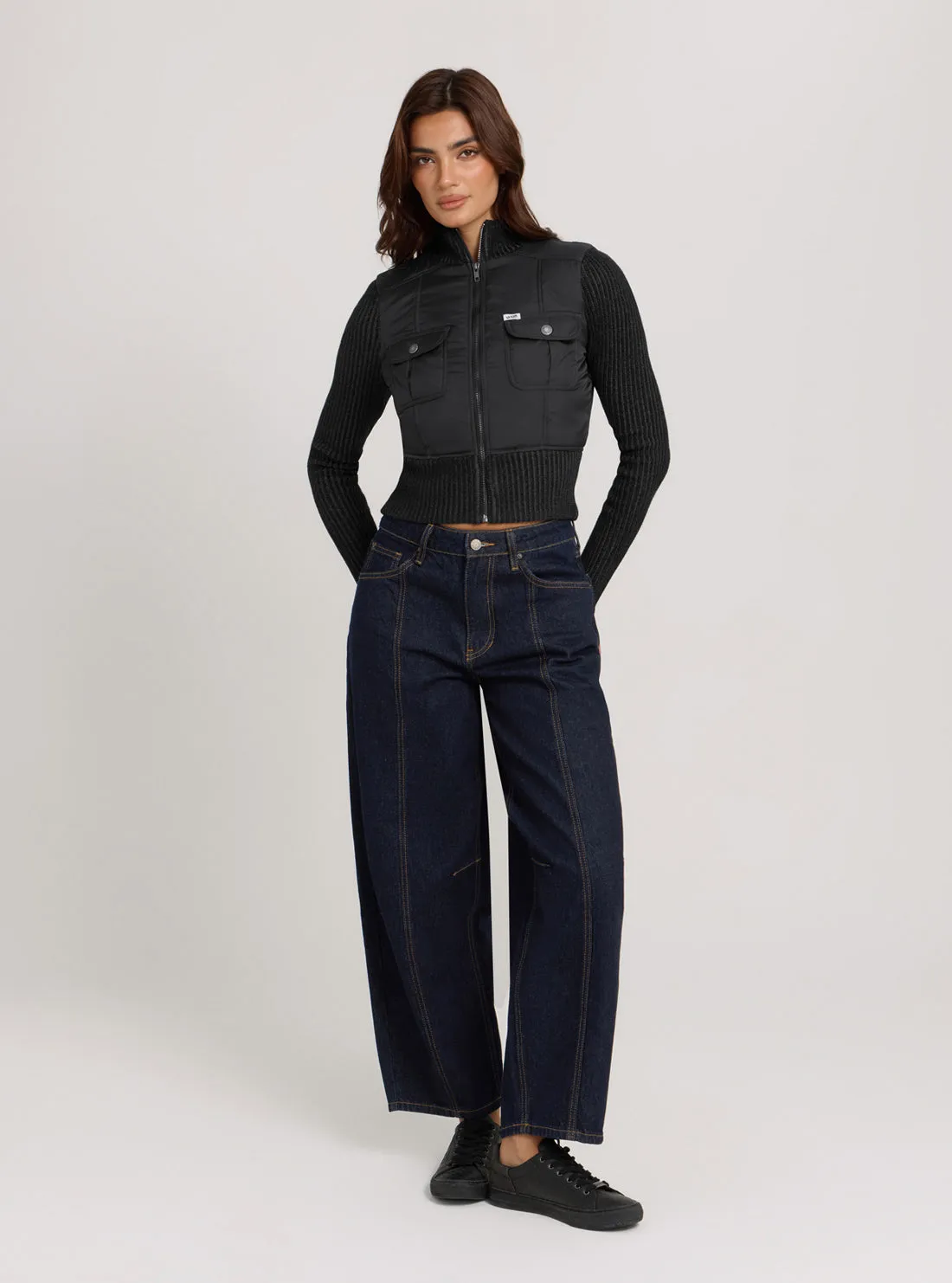 Guess Originals Black Nylon Zip-Up Jacket