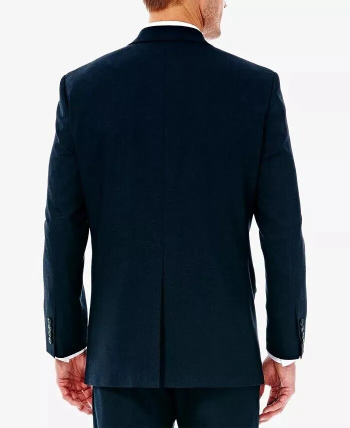Haggar Mens Classic fit Suit Jacket Blazer 46 L Blue Solid Stretch