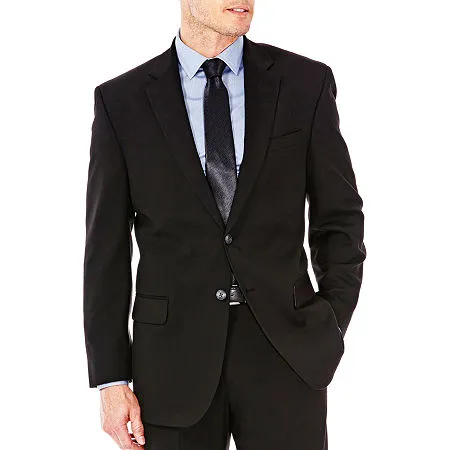 Haggar Mens Classic fit Suit Jacket Blazer 46 R Black Solid Stretch