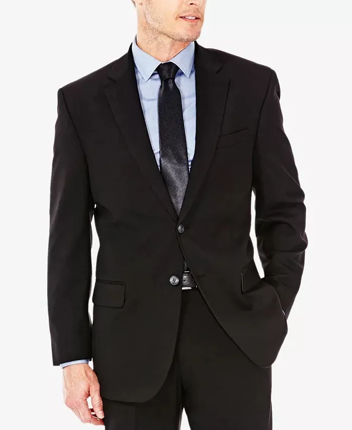 Haggar Mens Regular fit Suit Jacket Blazer 48 L Black Solid