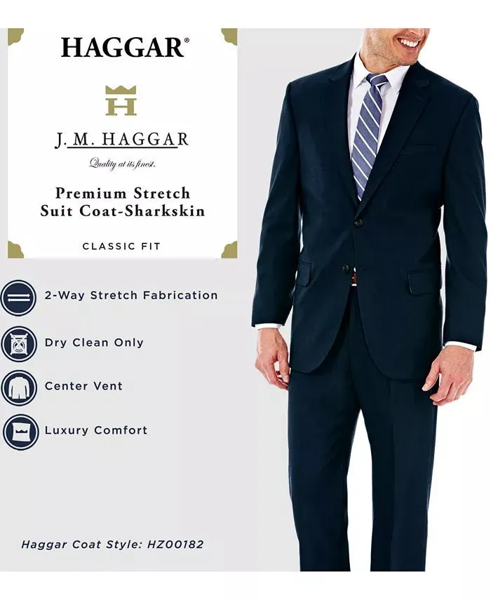 Haggar Mens Regular fit Suit Jacket Blazer 48 L Black Solid