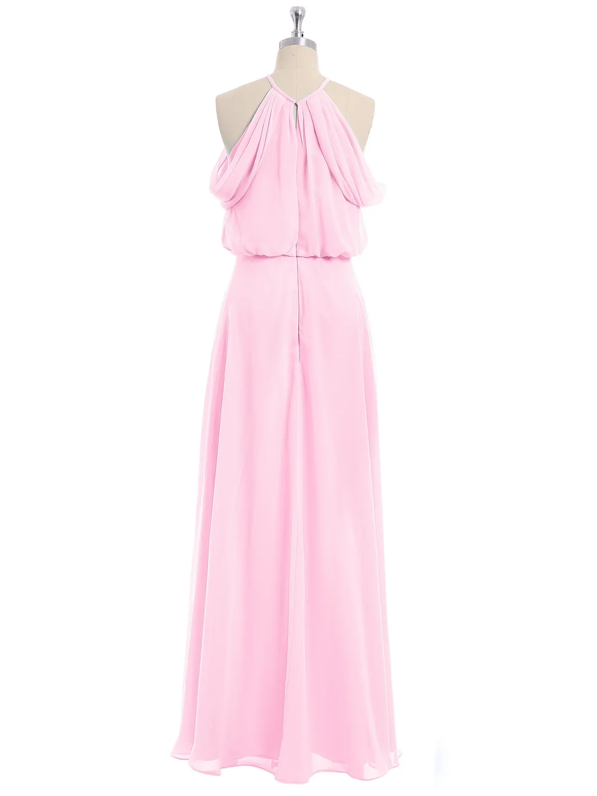Halter Off the Shoulder Dress with blouson bodice Candy Pink Plus Size