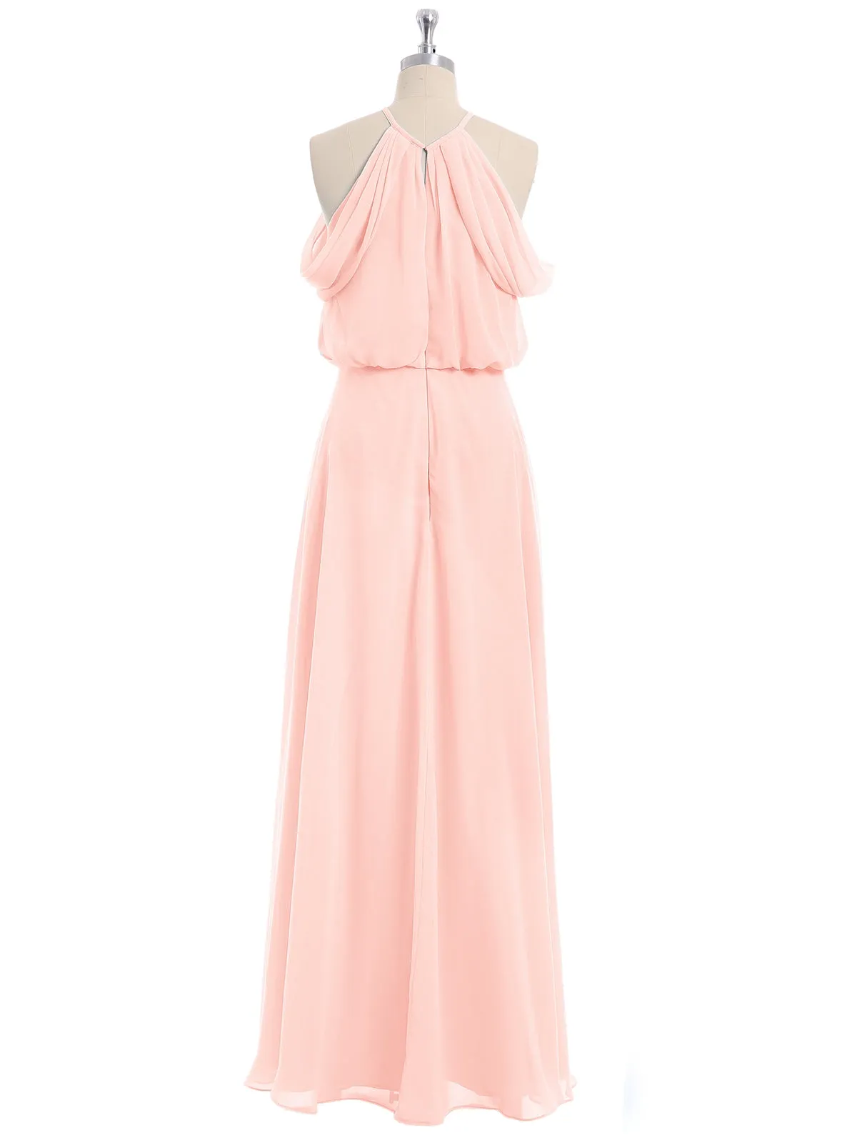 Halter Off the Shoulder Dress with blouson bodice Pearl Pink Plus Size