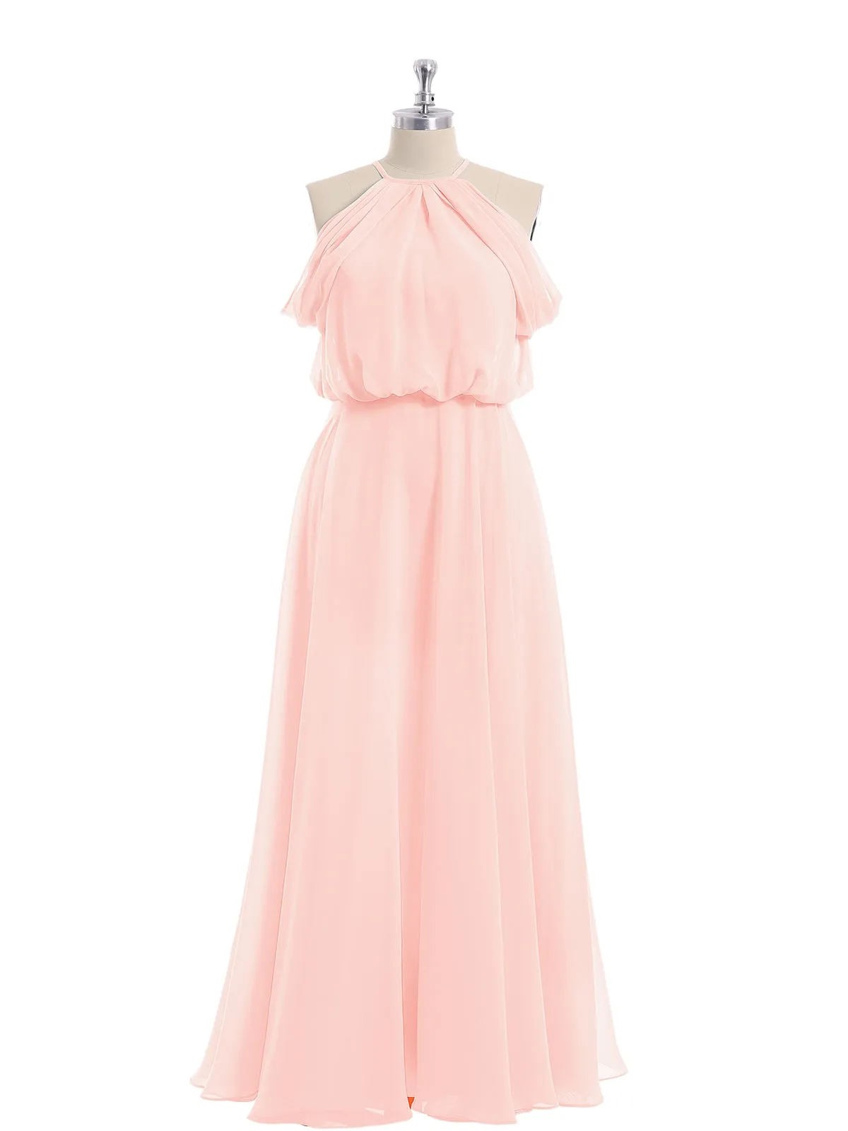 Halter Off the Shoulder Dress with blouson bodice Pearl Pink Plus Size