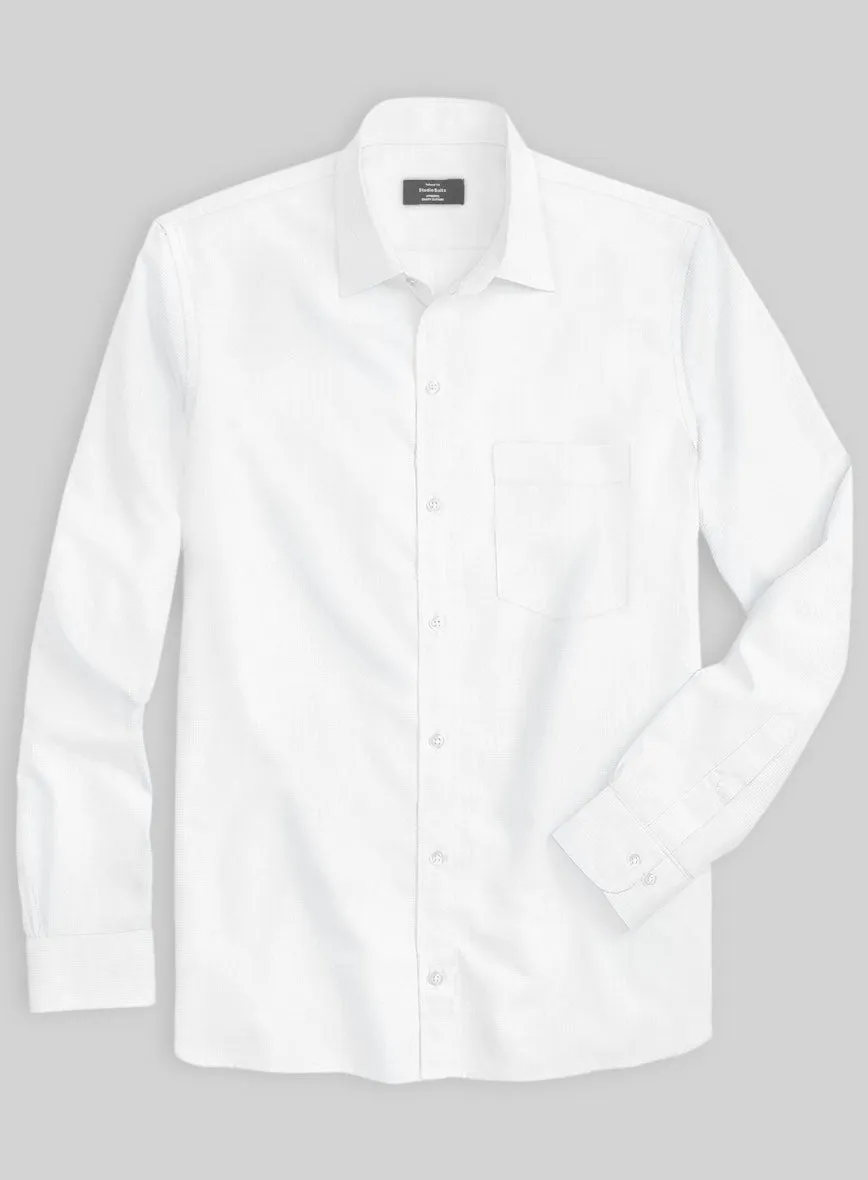Italian White Slim Herringbone Shirt