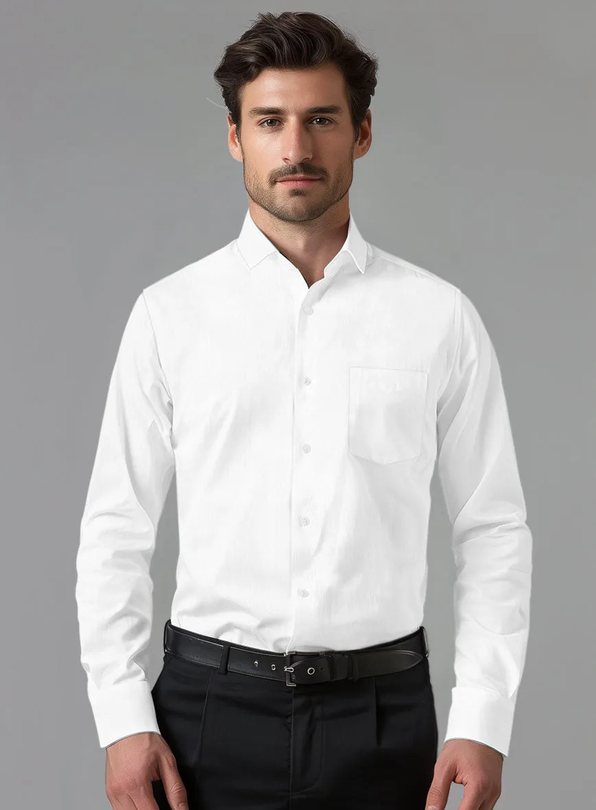 Italian White Slim Herringbone Shirt