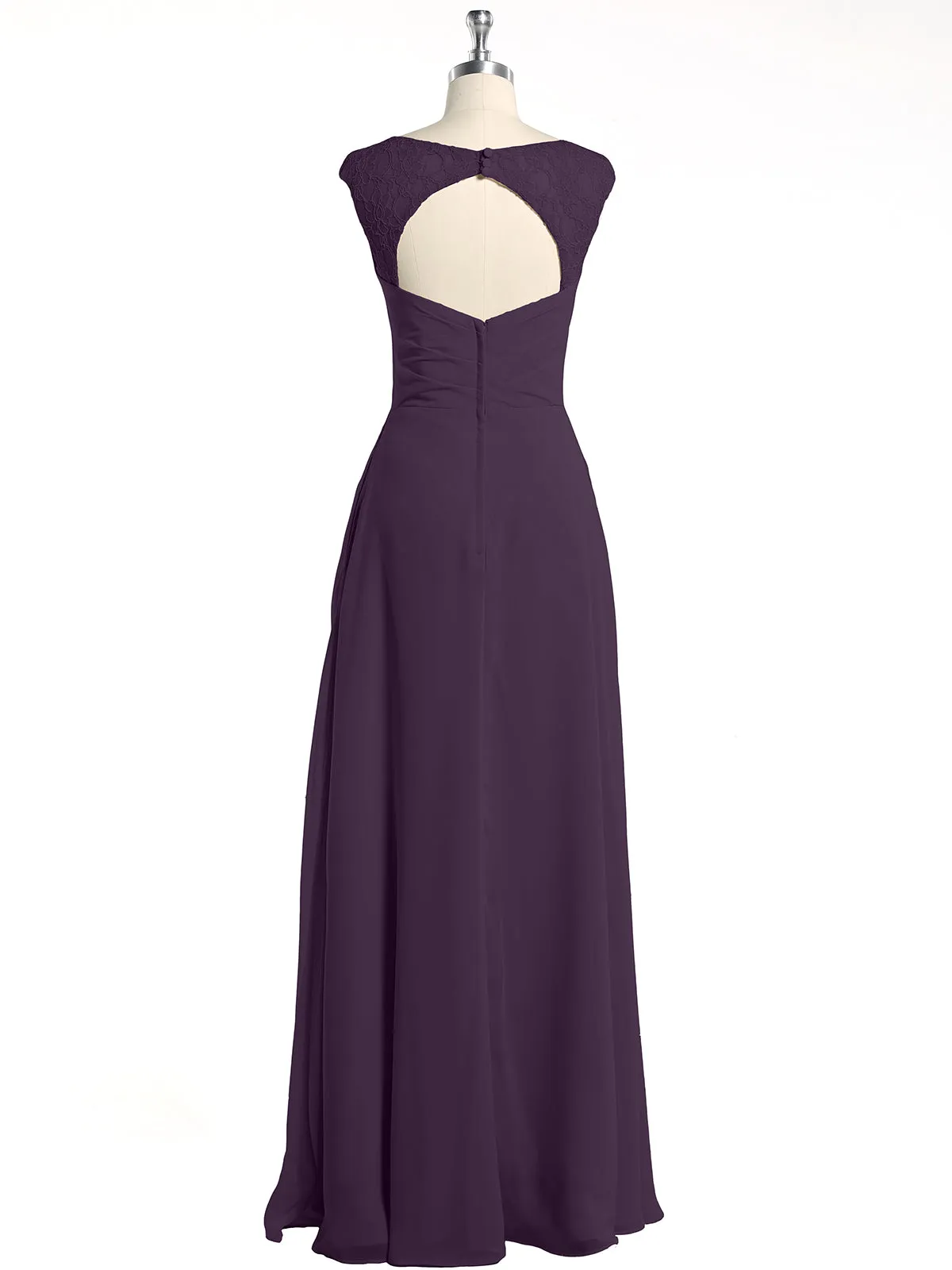 Lace Straps V-neck Chiffon Dresses with Pockets-Plum Plus Size
