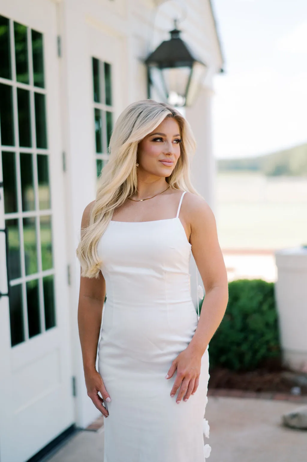 Lark Flower Trim Maxi Dress-Off White