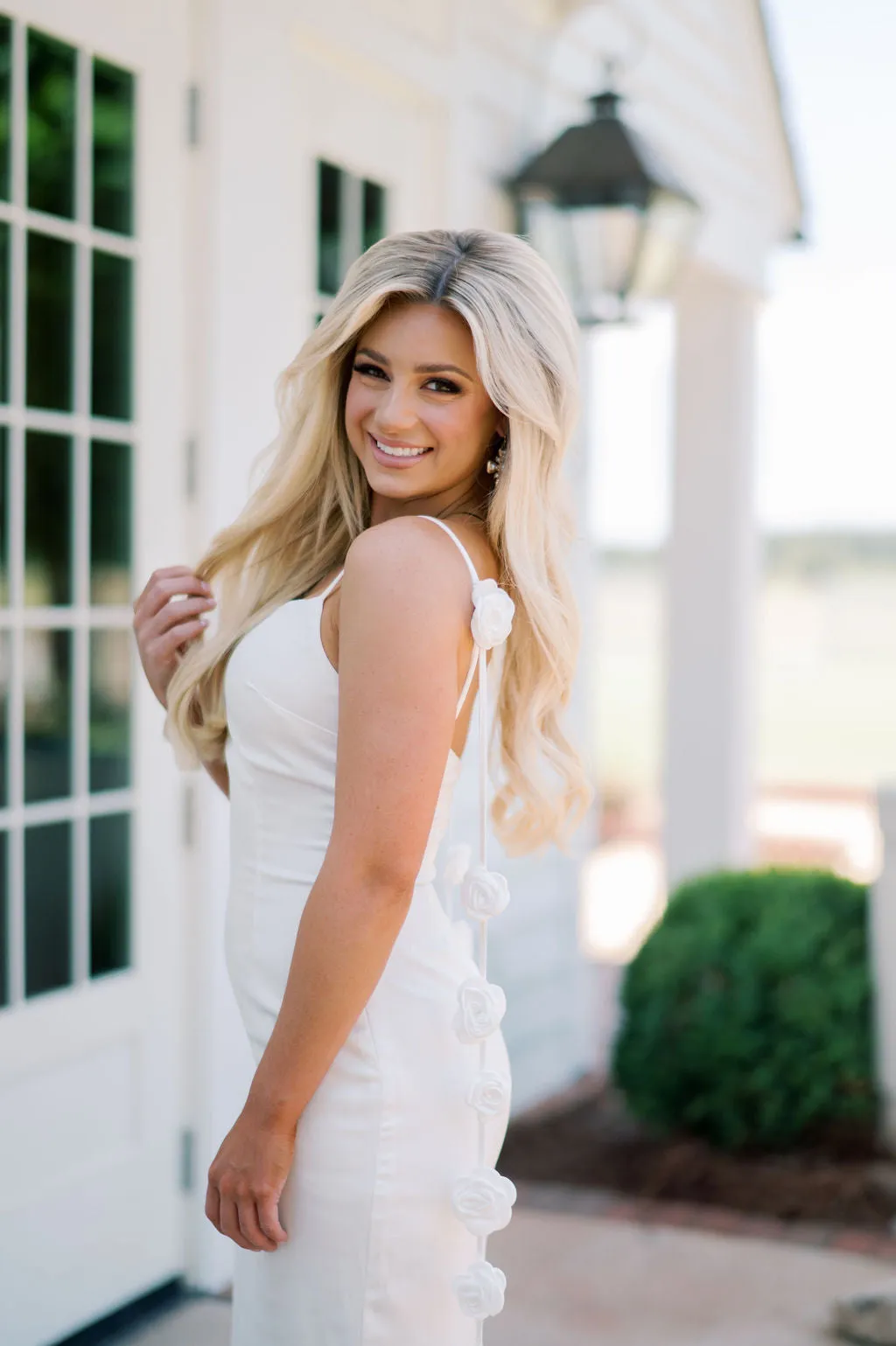 Lark Flower Trim Maxi Dress-Off White