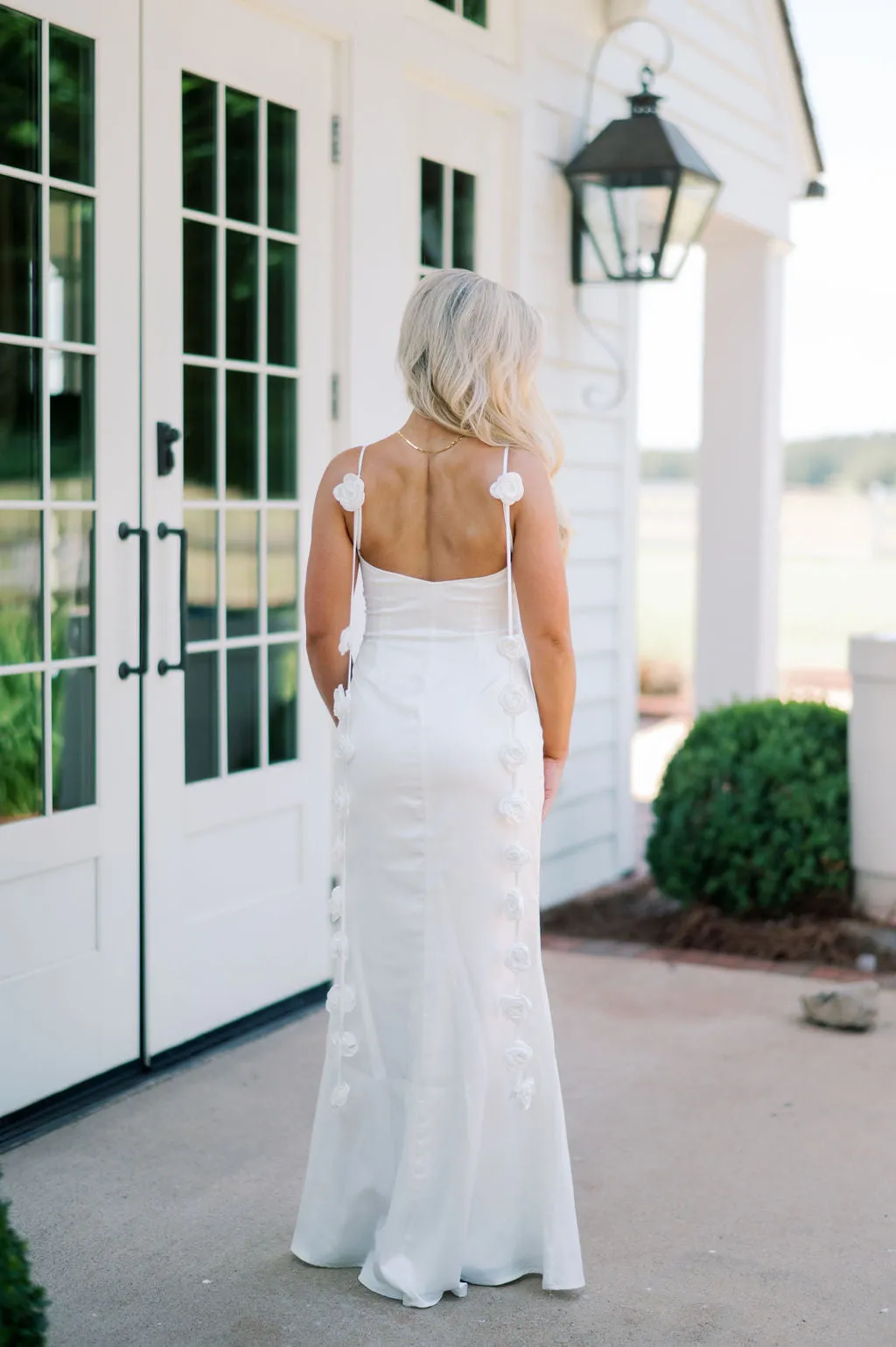 Lark Flower Trim Maxi Dress-Off White