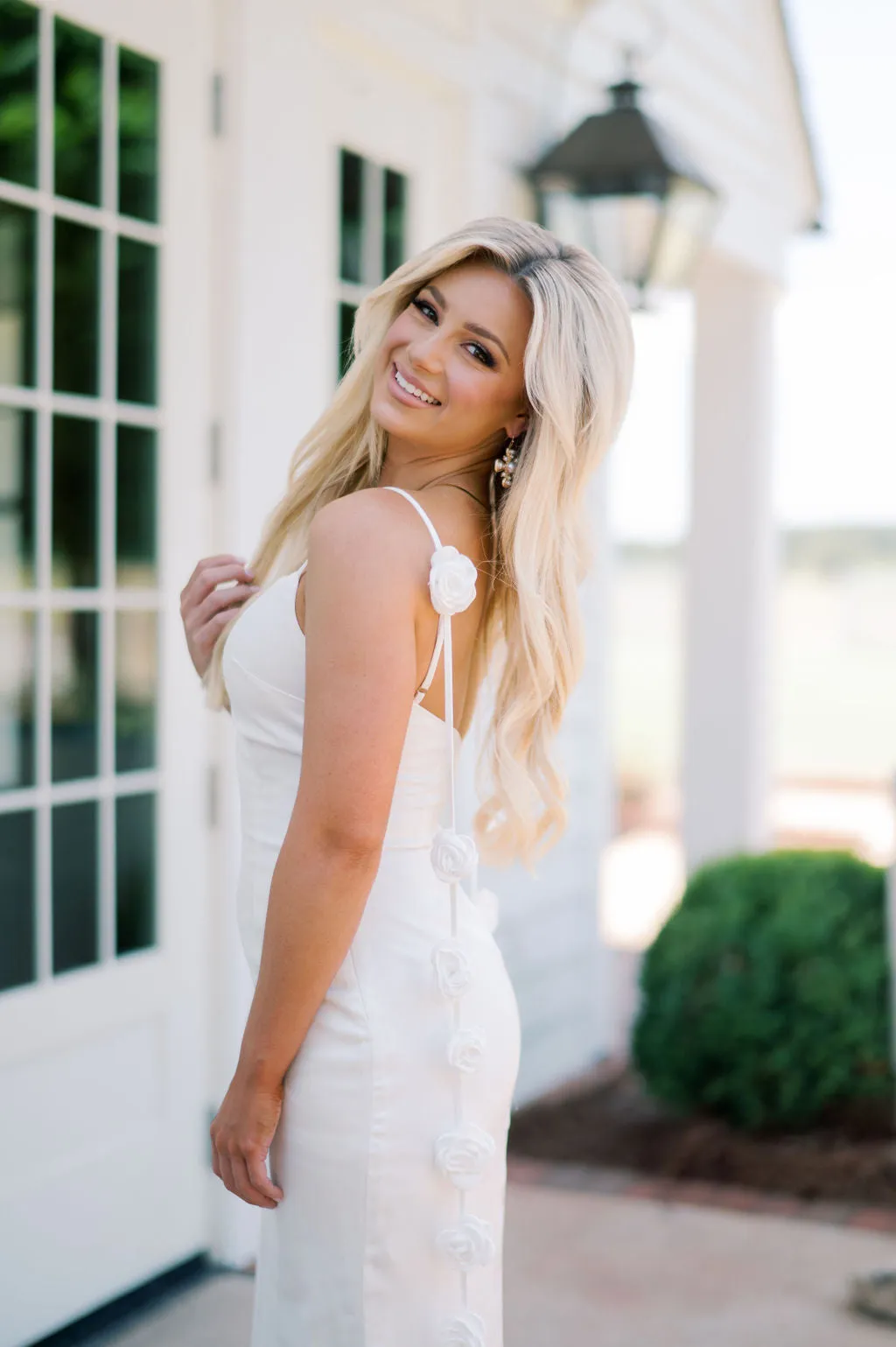 Lark Flower Trim Maxi Dress-Off White