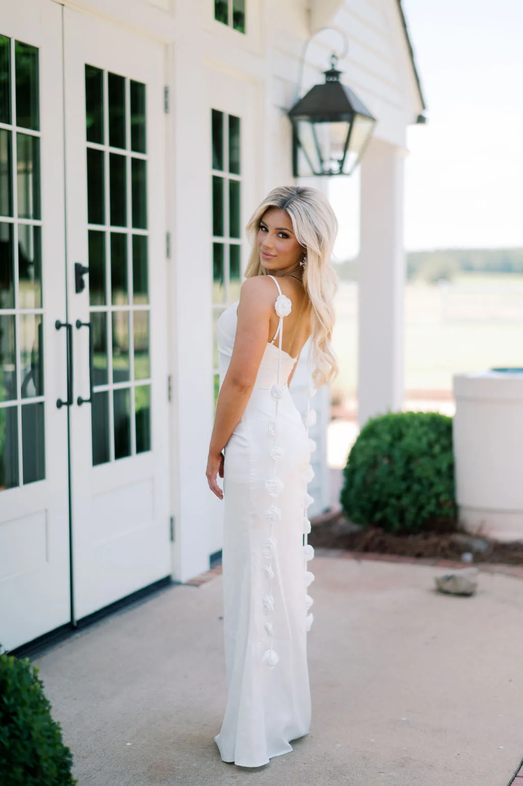 Lark Flower Trim Maxi Dress-Off White