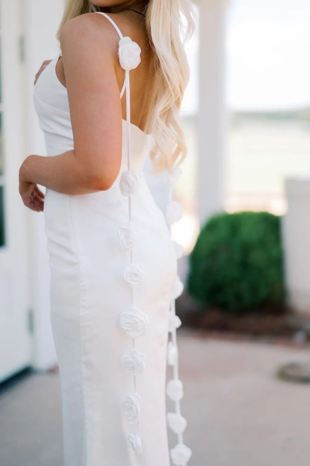 Lark Flower Trim Maxi Dress-Off White