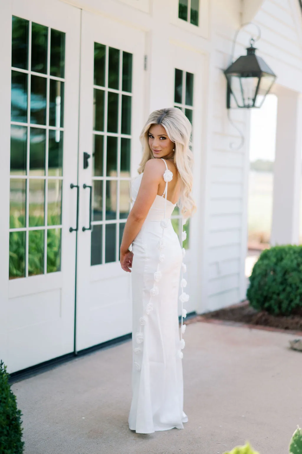 Lark Flower Trim Maxi Dress-Off White