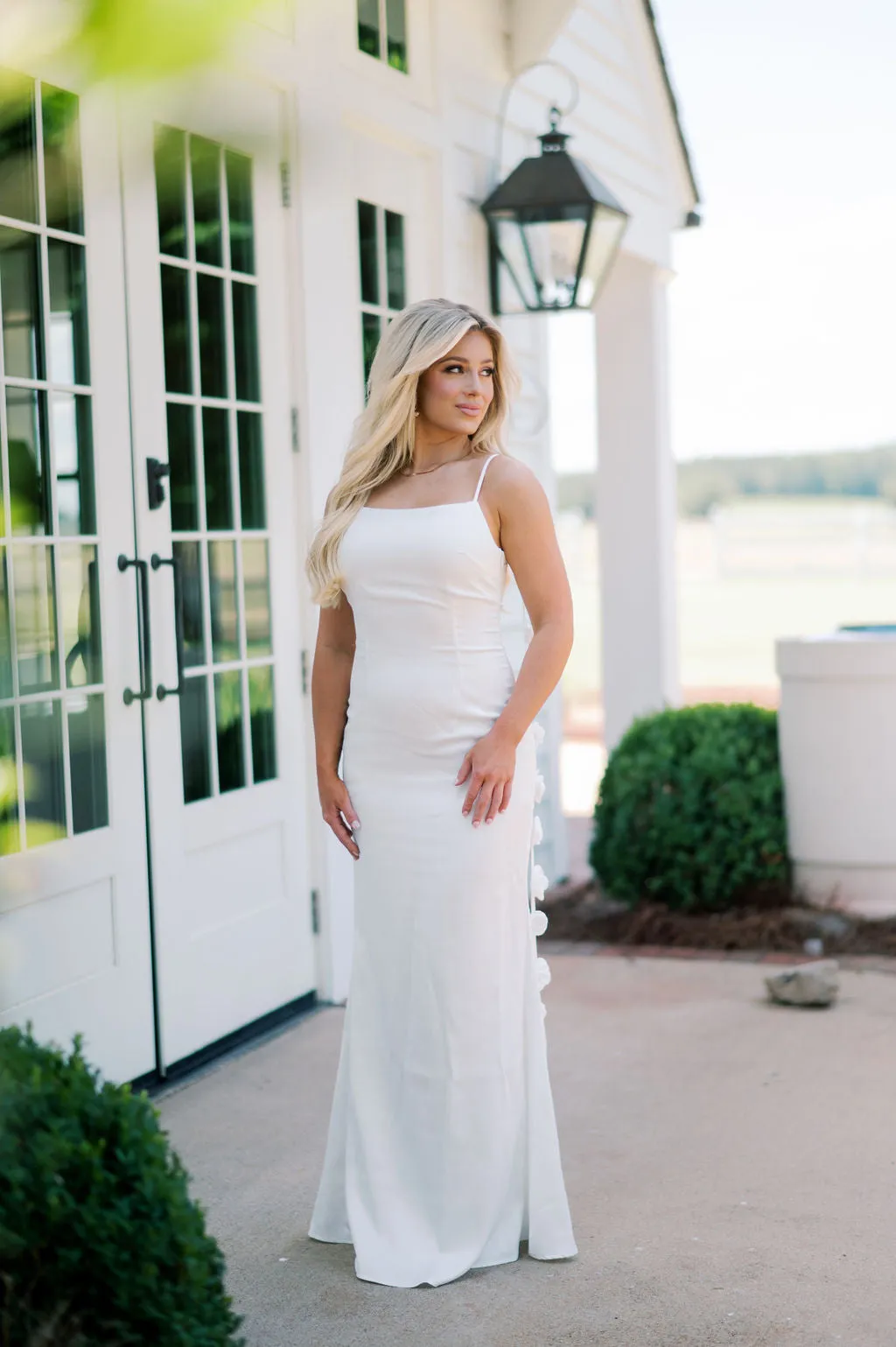 Lark Flower Trim Maxi Dress-Off White