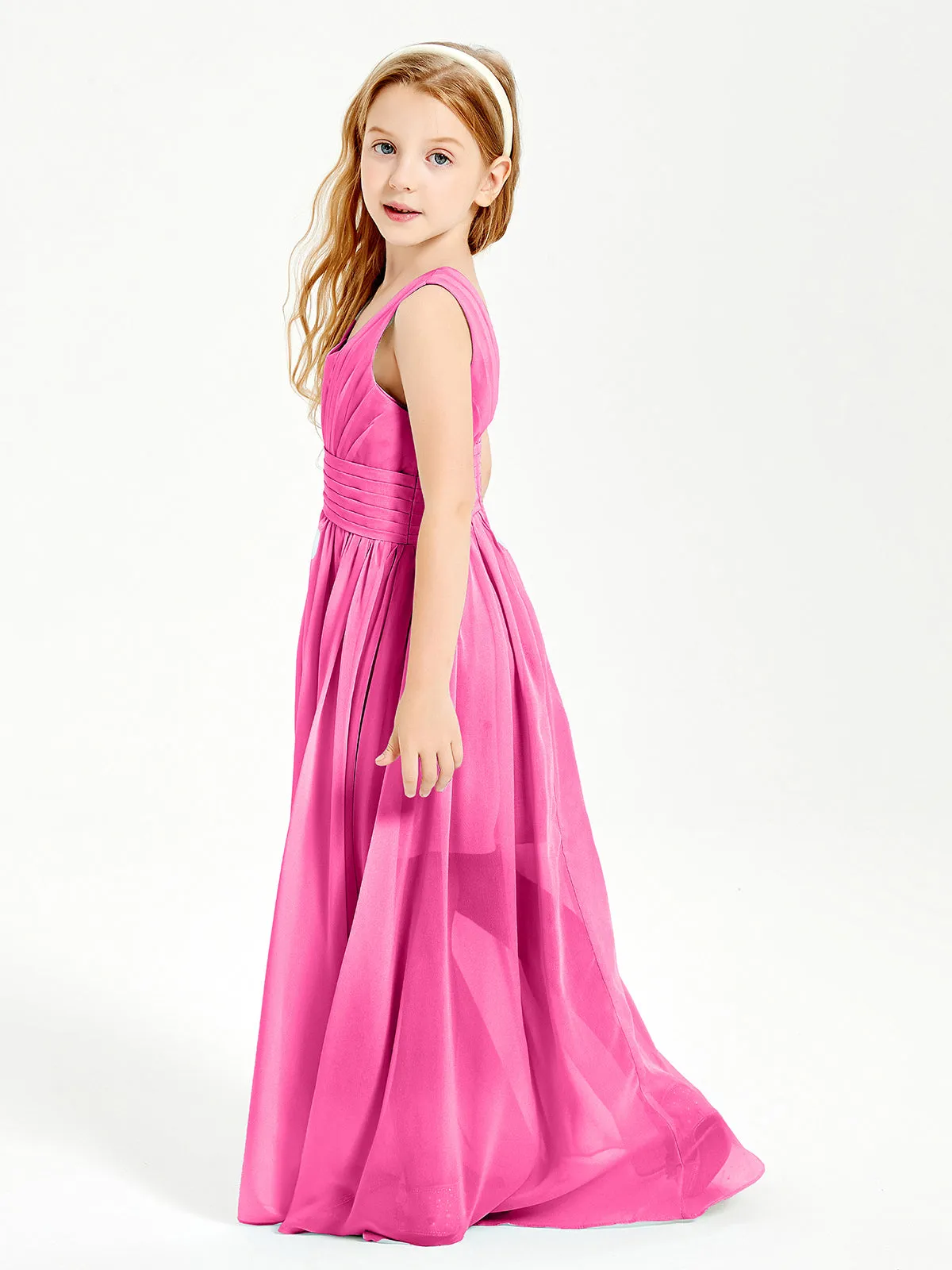 Long Elegant V-neck Bridesmaid Dresses For Juniors Azalea