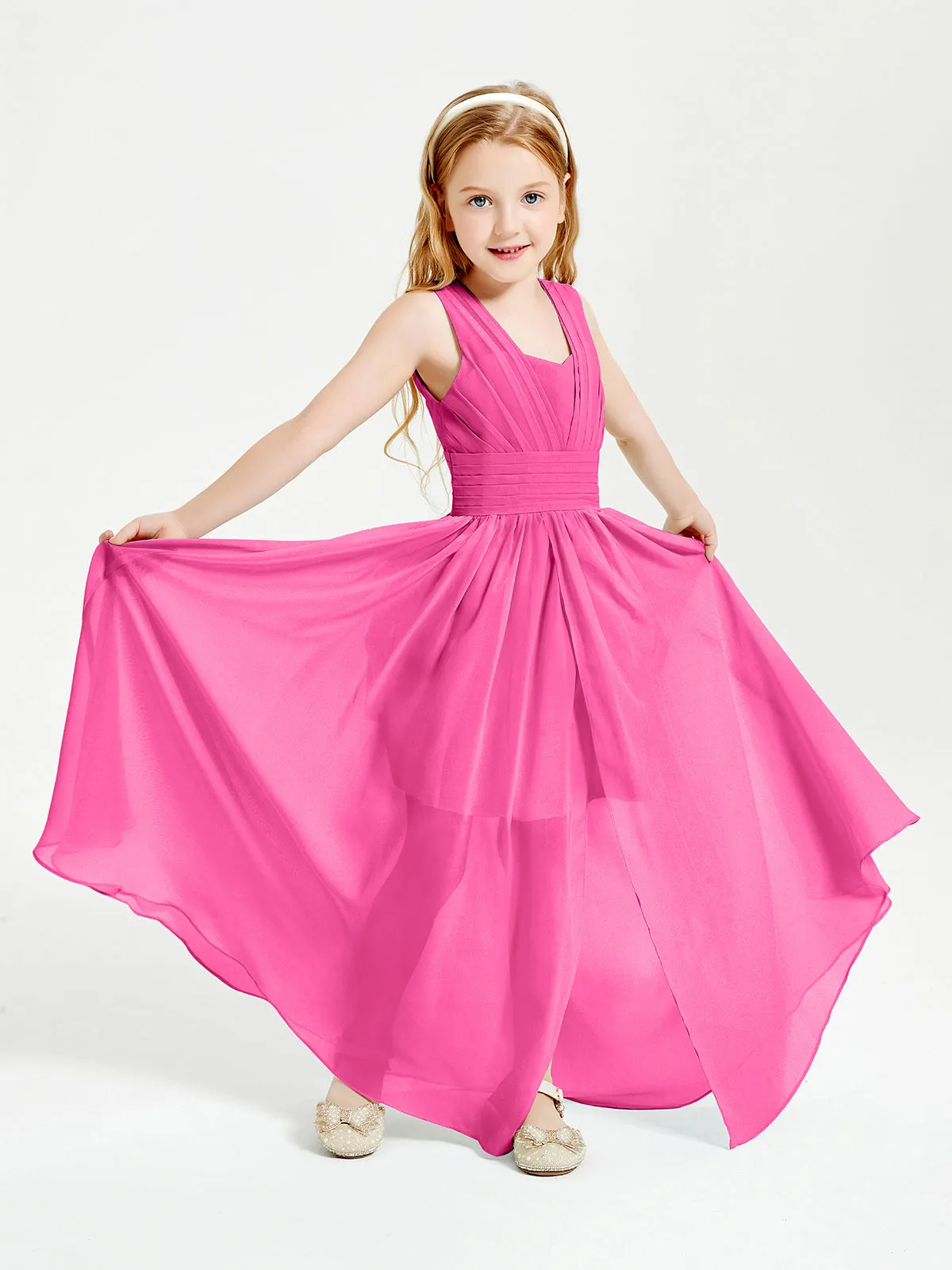 Long Elegant V-neck Bridesmaid Dresses For Juniors Azalea