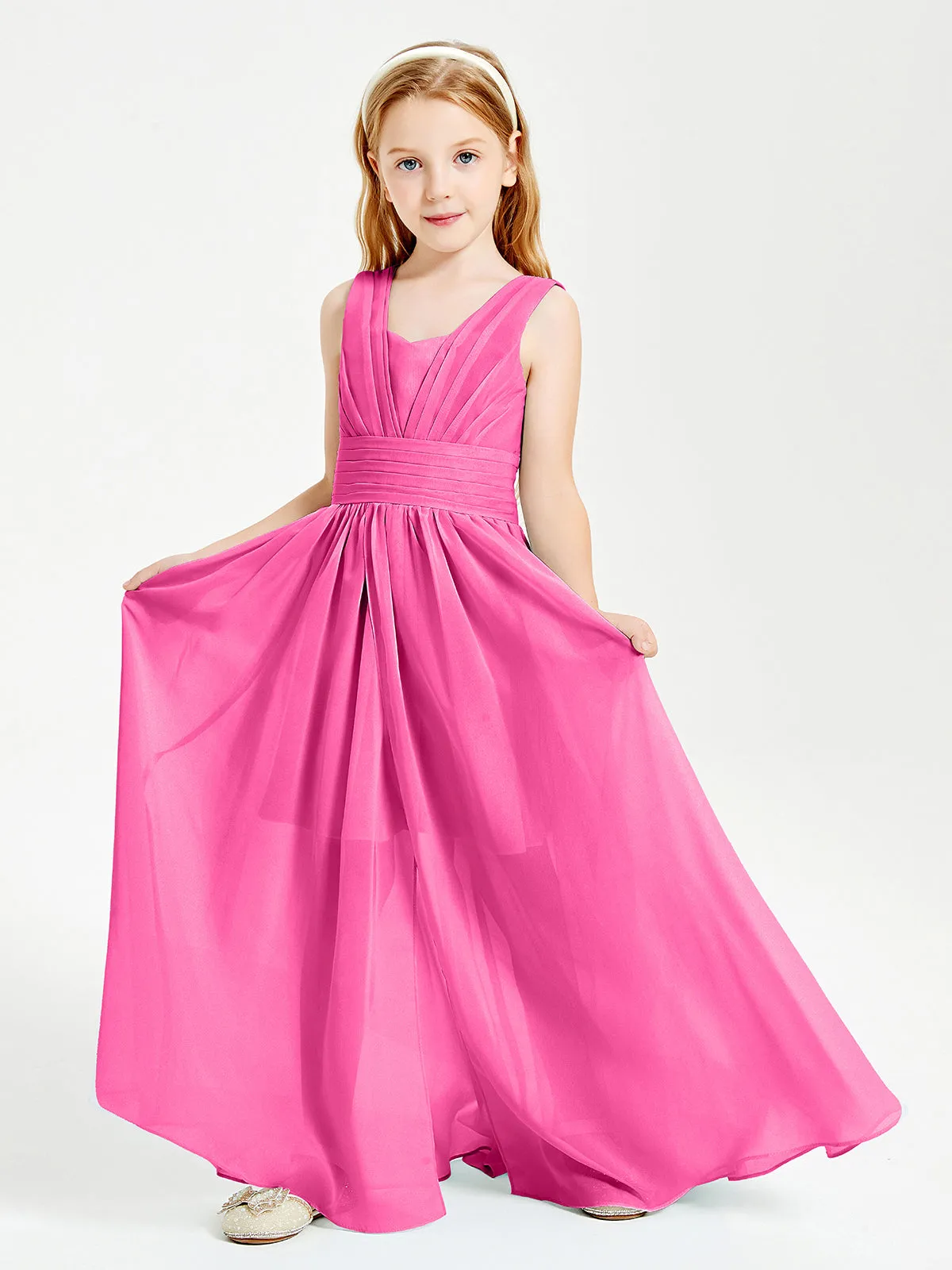 Long Elegant V-neck Bridesmaid Dresses For Juniors Azalea