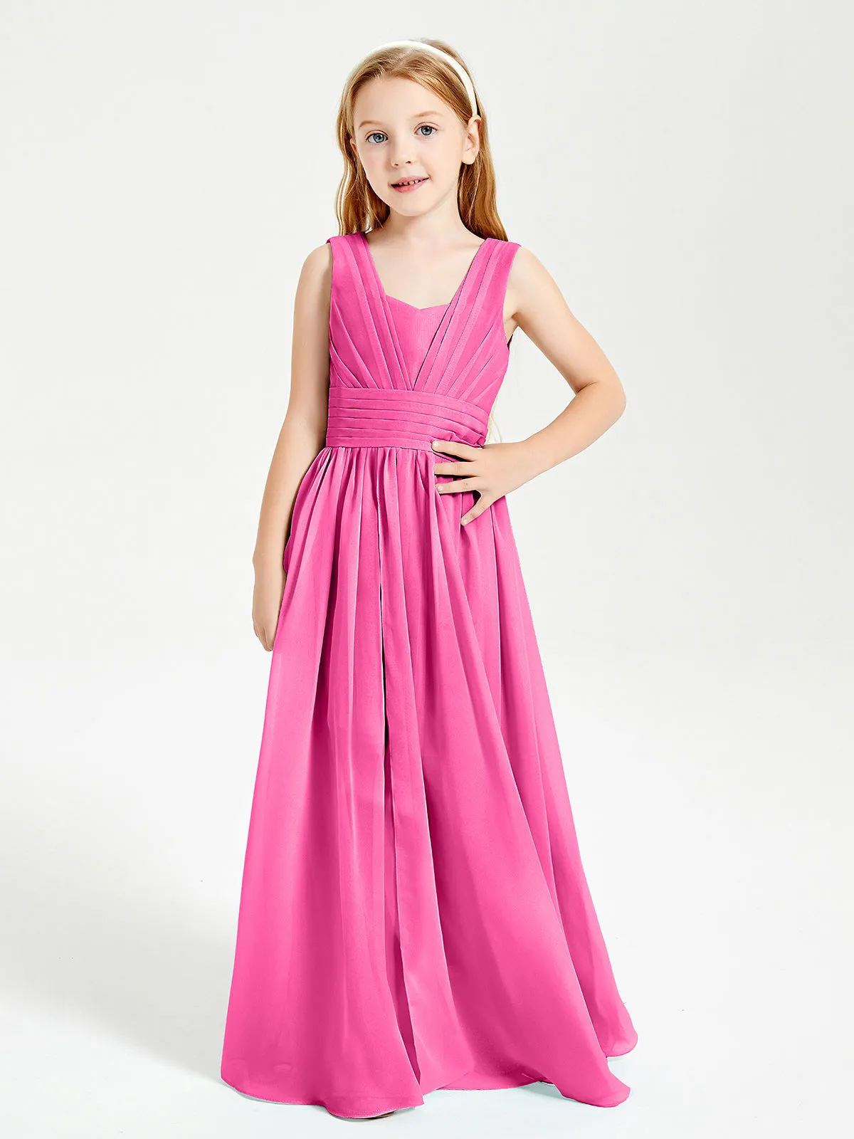 Long Elegant V-neck Bridesmaid Dresses For Juniors Azalea