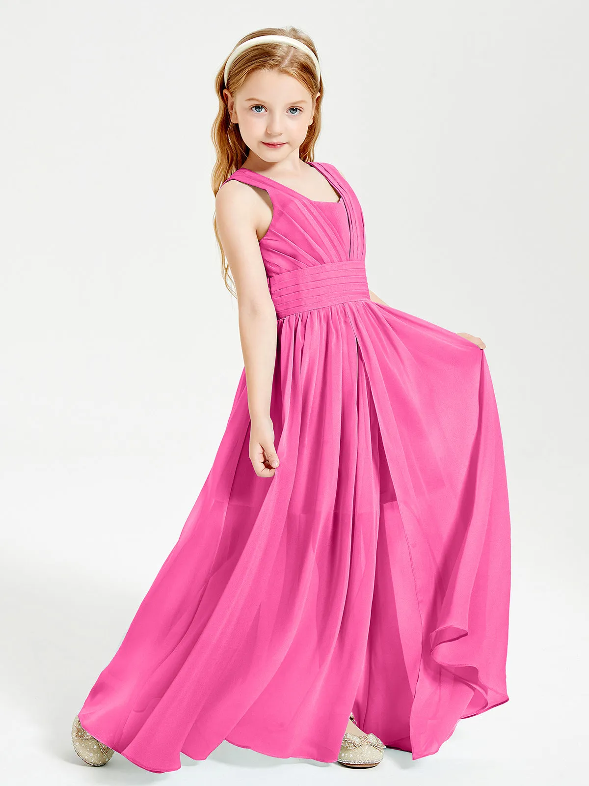 Long Elegant V-neck Bridesmaid Dresses For Juniors Azalea