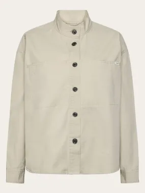 Loose stand collar slub overshirt - GOTS/Vegan - Light feather gray
