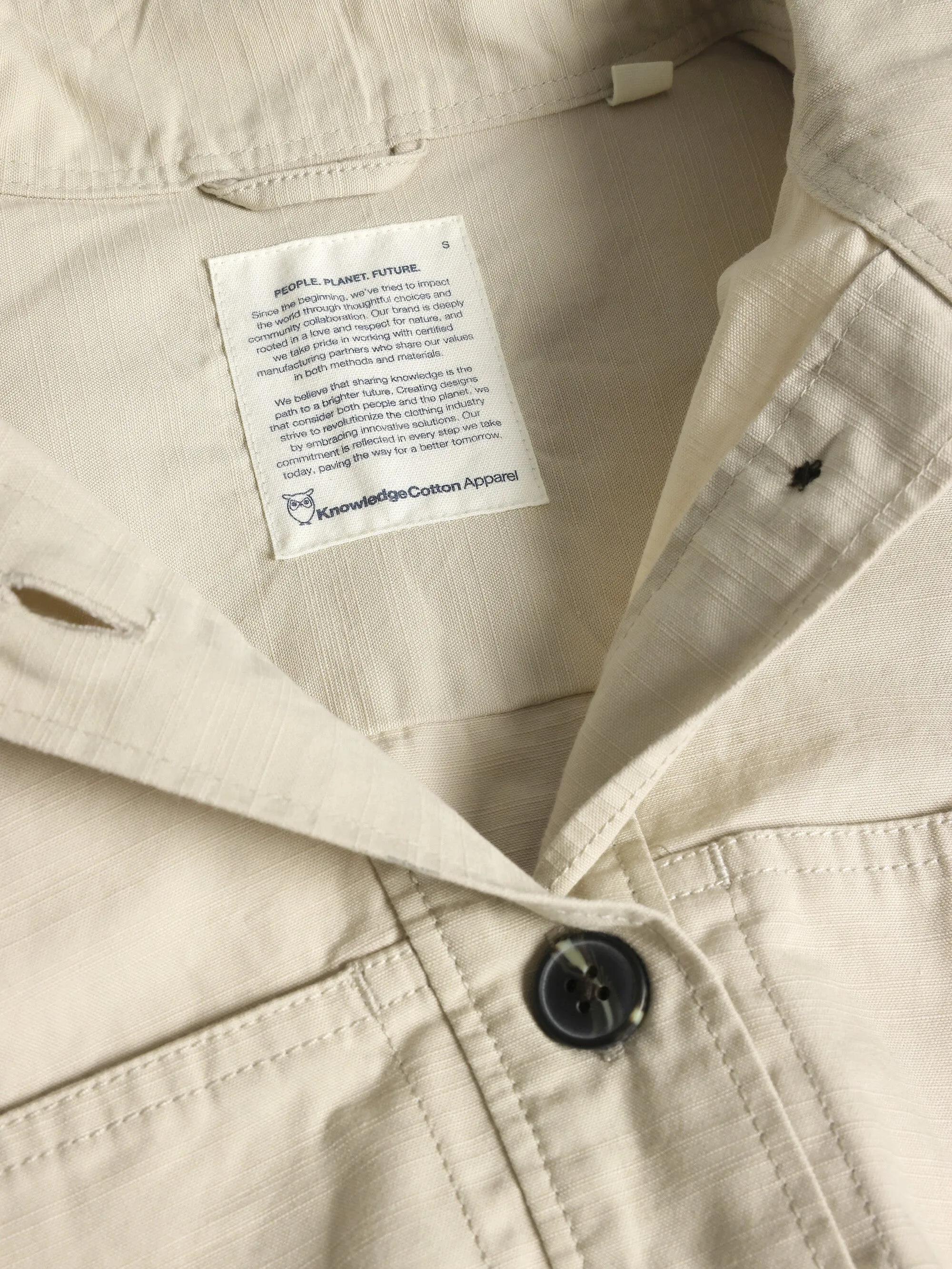 Loose stand collar slub overshirt - GOTS/Vegan - Light feather gray