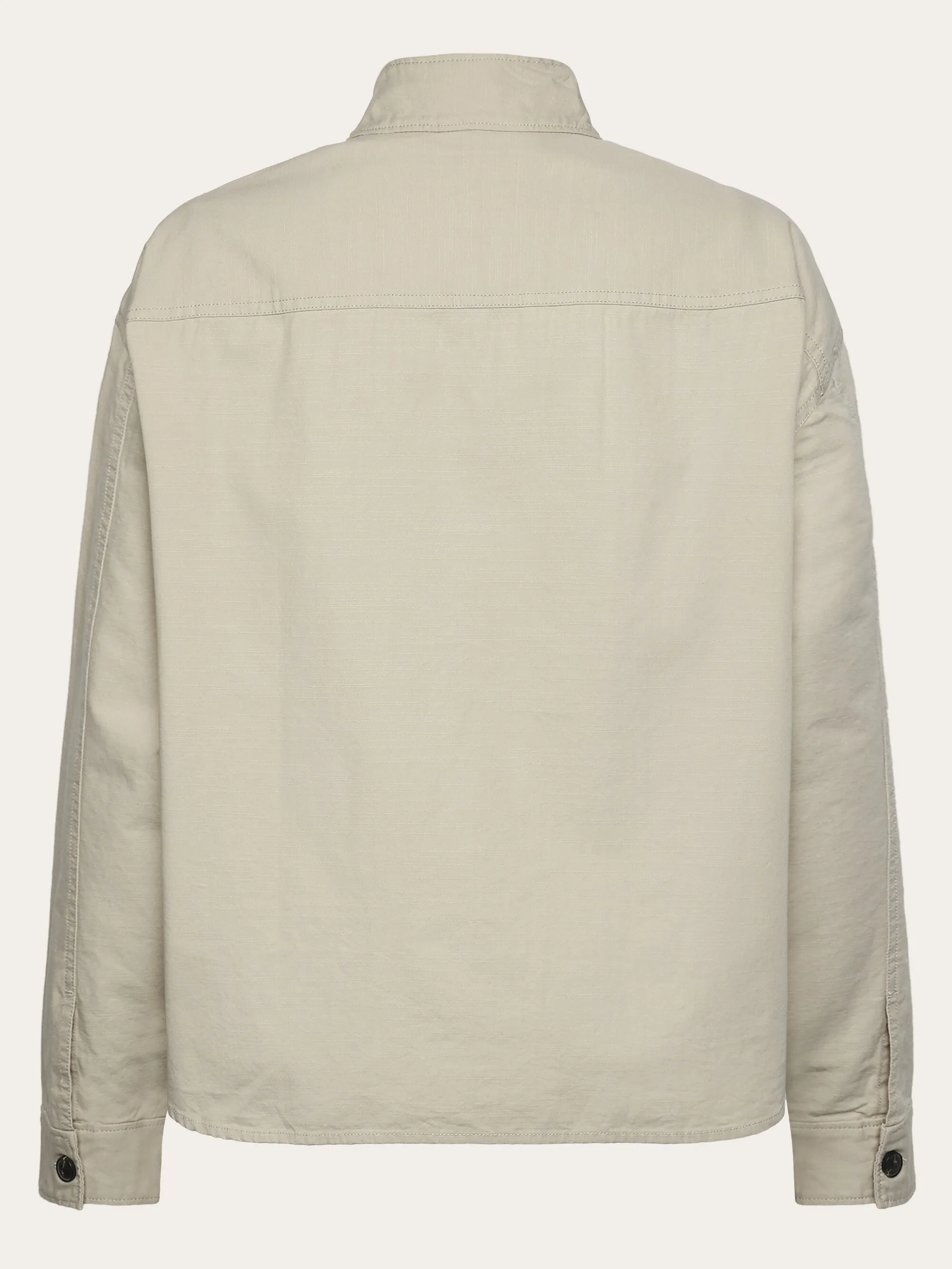 Loose stand collar slub overshirt - GOTS/Vegan - Light feather gray