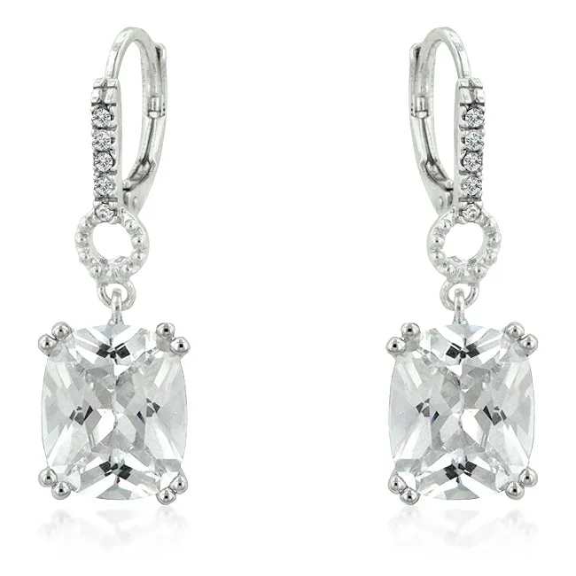 LOVCIA Elegant Rhodium-Plated Radiant Drop Earrings