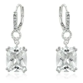 LOVCIA Elegant Rhodium-Plated Radiant Drop Earrings