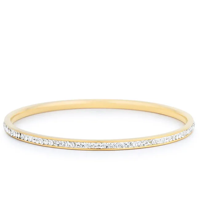 LOVCIA Jewelry Timeless Gold-Plated Crystal Bangle Bracelet