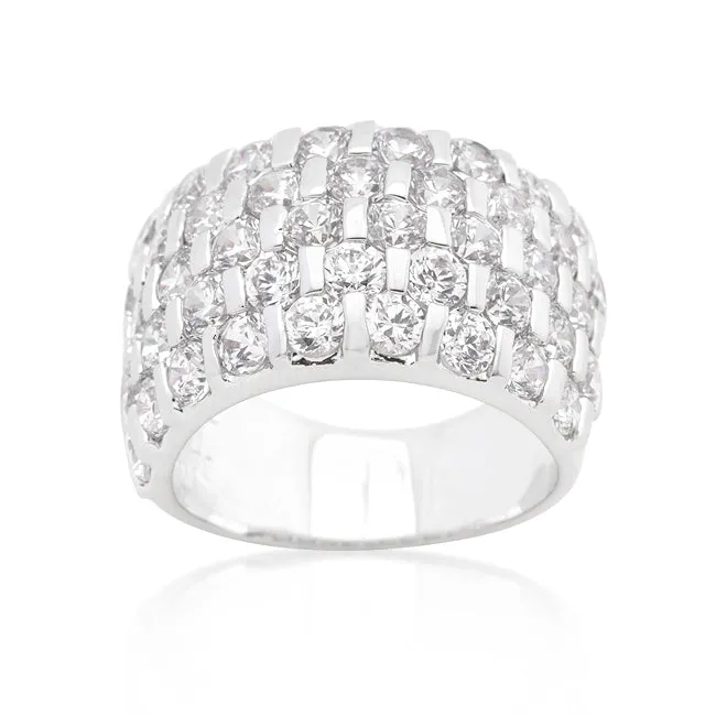 LOVCIA Luxe Essence Princess Cut Channel Set Ring with Platinum Luster