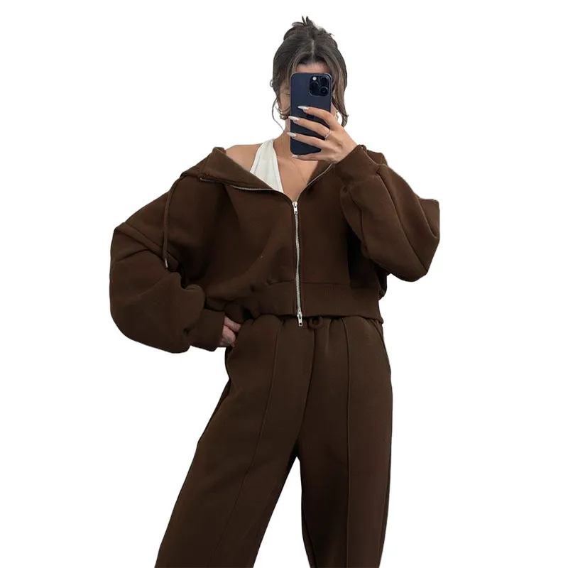 Matching Zip Through Hoodie and Jogger Loungewear Tracksuit Set
