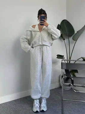 Matching Zip Through Hoodie and Jogger Loungewear Tracksuit Set