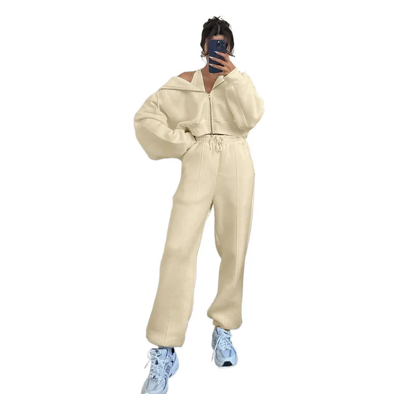 Matching Zip Through Hoodie and Jogger Loungewear Tracksuit Set