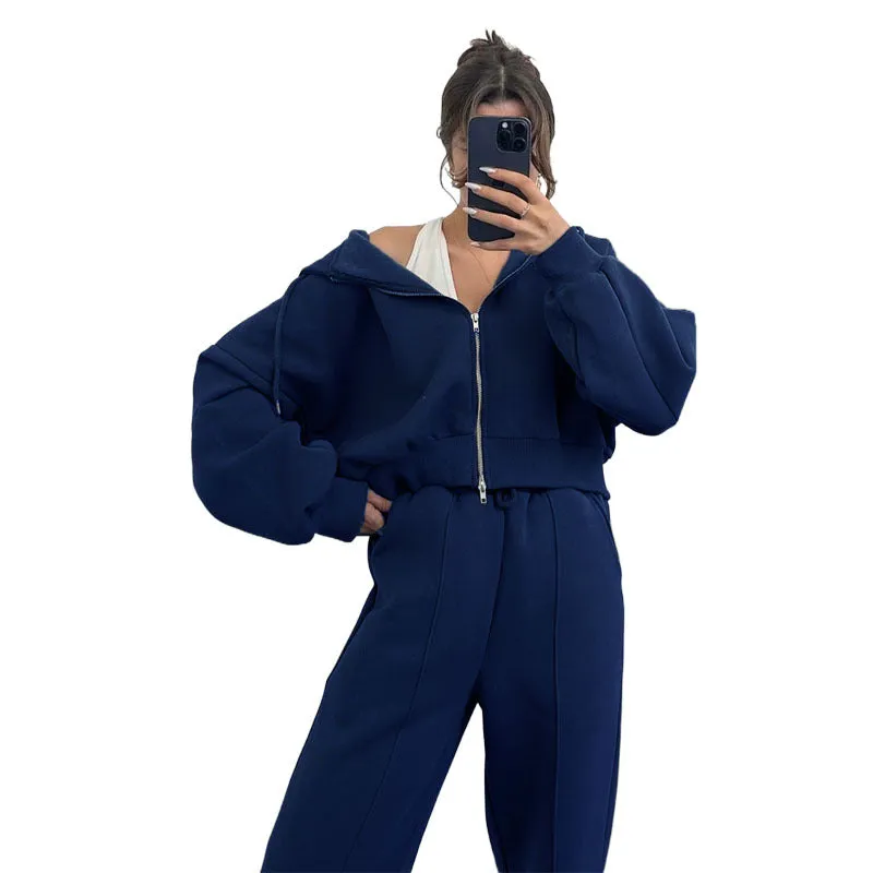 Matching Zip Through Hoodie and Jogger Loungewear Tracksuit Set