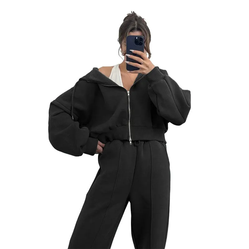 Matching Zip Through Hoodie and Jogger Loungewear Tracksuit Set