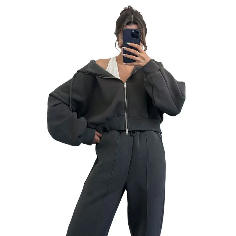 Matching Zip Through Hoodie and Jogger Loungewear Tracksuit Set