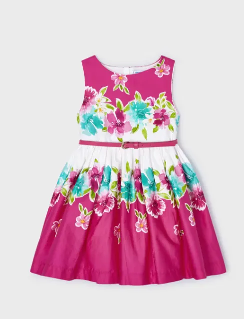 MAYORAL<BR>
Poplin Belted Dress<BR>
Pink<BR>