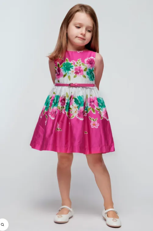 MAYORAL<BR>
Poplin Belted Dress<BR>
Pink<BR>
