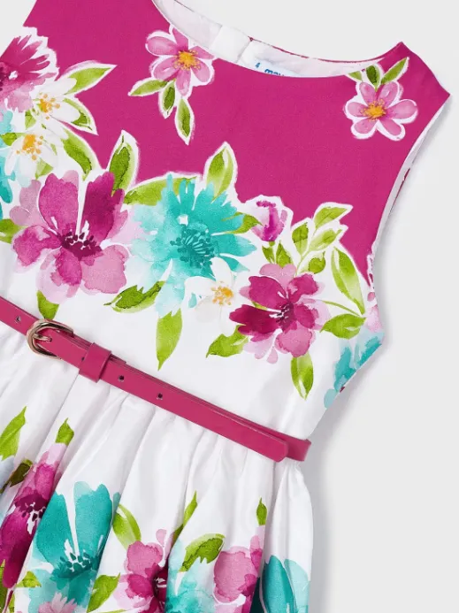 MAYORAL<BR>
Poplin Belted Dress<BR>
Pink<BR>