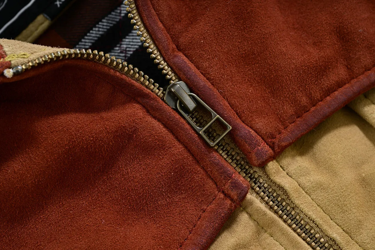 Men's Western Goat Suede Two-Tone Leather Jacket