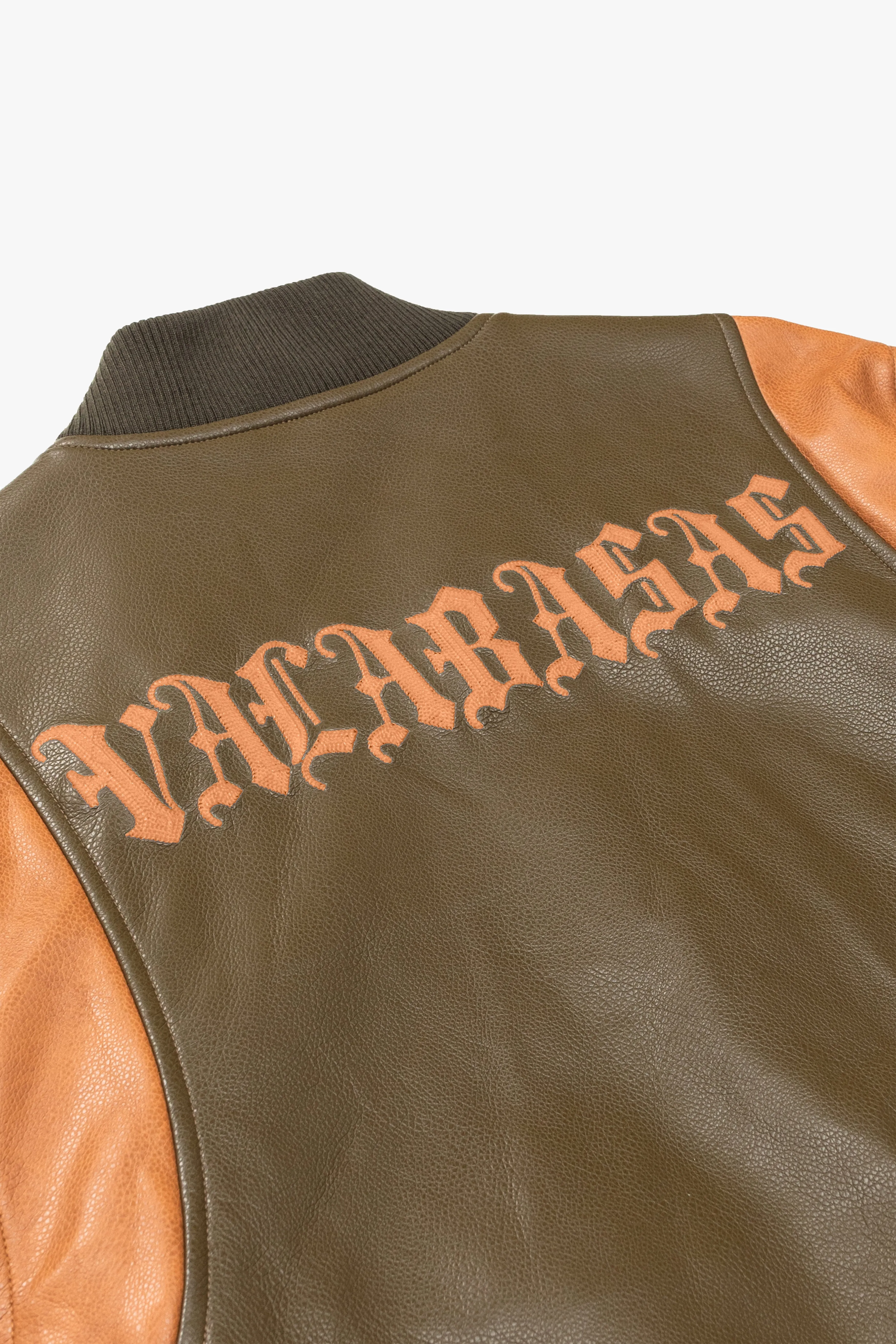 "UNAVERSITA" OLIVE BROWN LEATHER JACKET