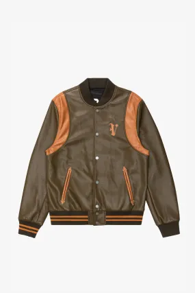 "UNAVERSITA" OLIVE BROWN LEATHER JACKET