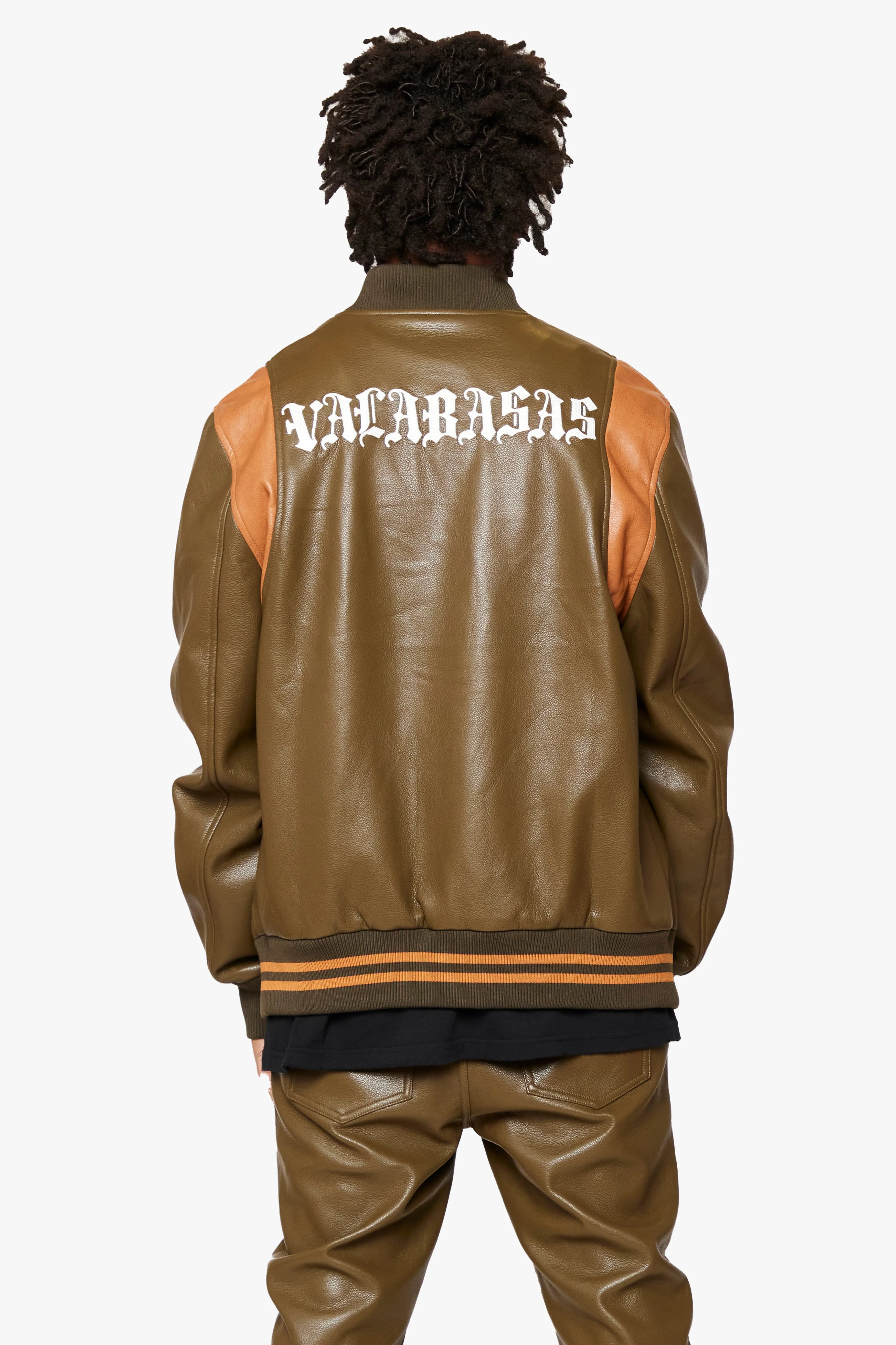 "UNAVERSITA" OLIVE BROWN LEATHER JACKET