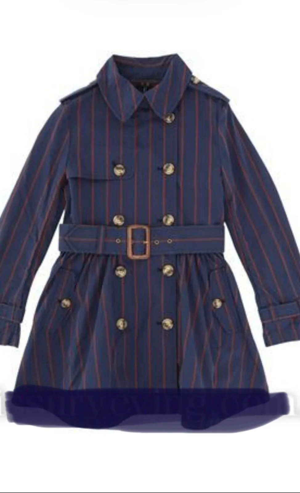 Ralph Lauren Polo Ralph Lauren Striped Trench Navy Girl Coats & Jackets 16years Children