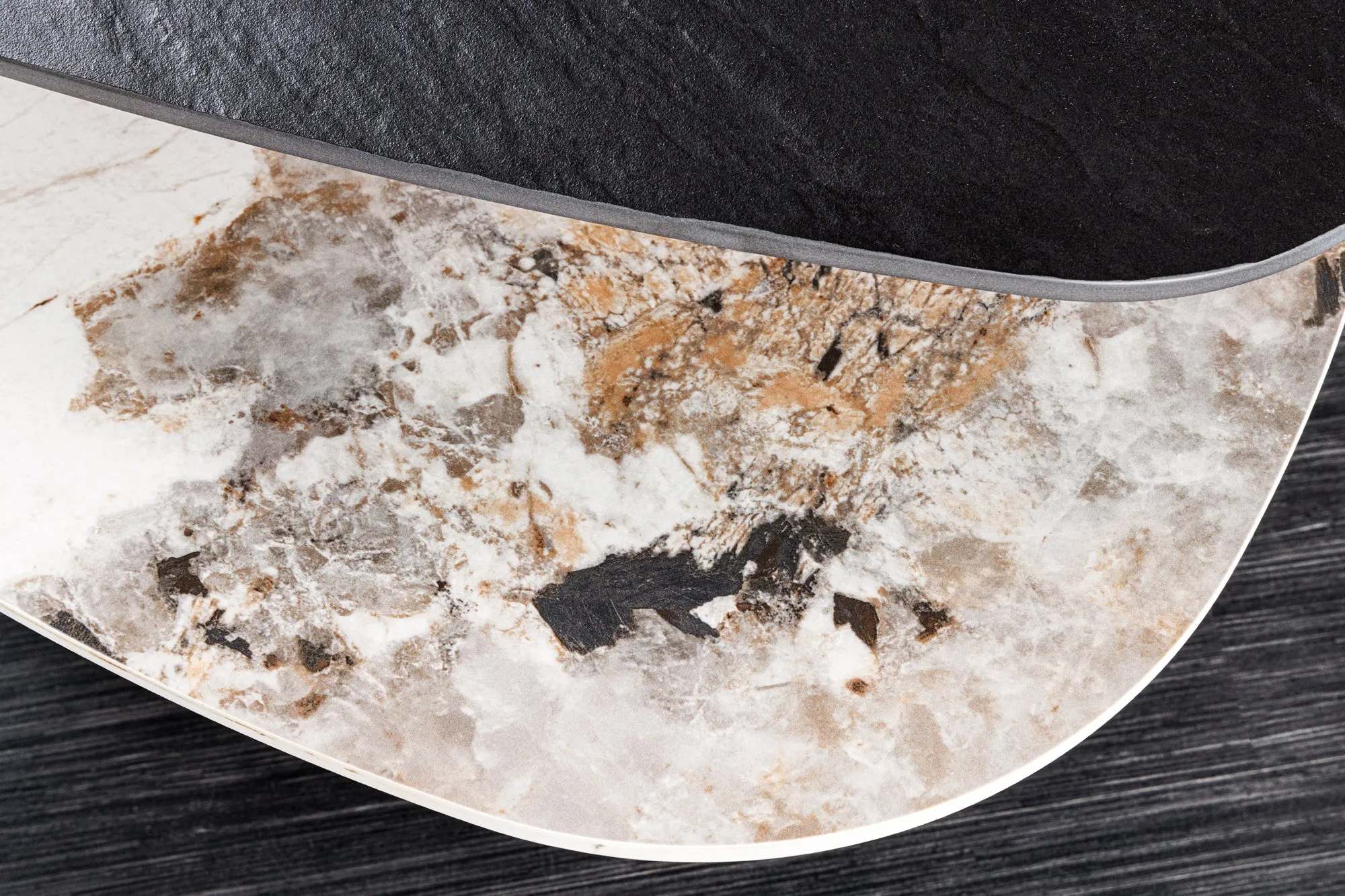 Rotating Coffee Table Axis 95-160cm Ceramic Natural Stone Look